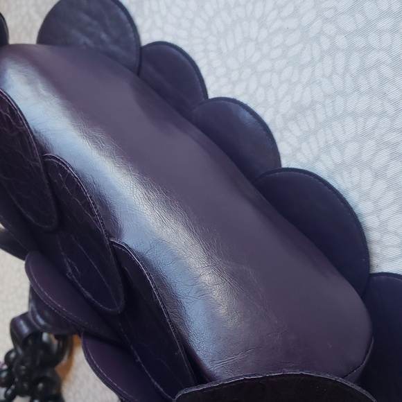 GAL Purple Faux Leather Circle Vegan Handbag - Picture 8 of 11